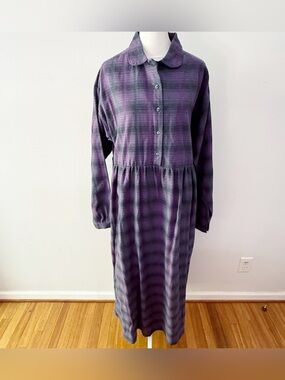 Flyshacker Women 100% Cotton Flannel Plaid Dress Large Cabin Woodland Country‎